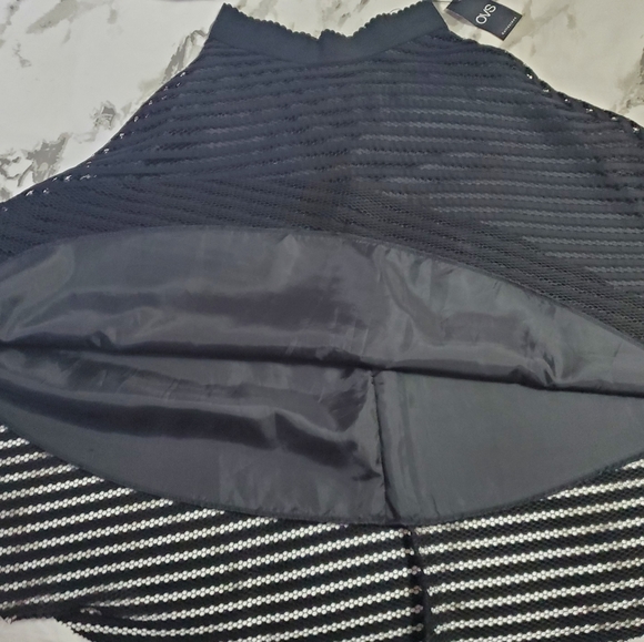 OVS A-Line Stripped Mesh Midi Skirt - Picture 3 of 6